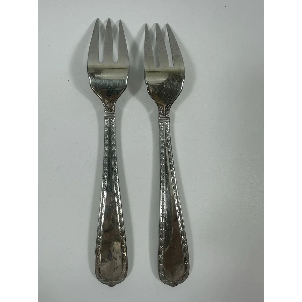 Hampton Silversmiths Nobility Salad Fork 3 Tine Set Of 2